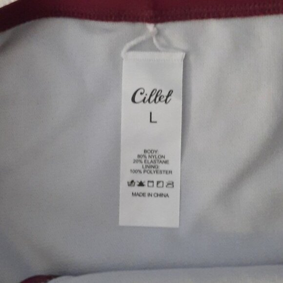 Cillet NWT Burgandy Halter Crisscross Ruched High Cut Tankini Swimsuit Size L - Picture 5 of 8